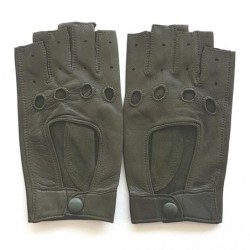Mitaines en Cuir d'Agneau Kaki Pilote Non Doublées.