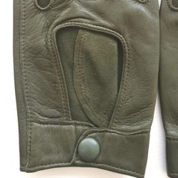 Mitaines en Cuir d'Agneau Kaki Pilote Non Doublées.