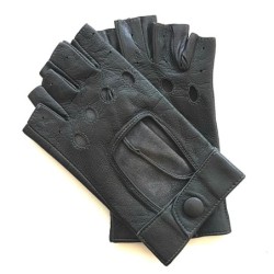 Mitaines en Cuir d'Agneau Grises Pilote Non Doublées.