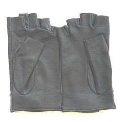 Mitaines en Cuir d'Agneau Grises Pilote Non Doublées.