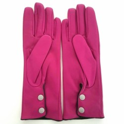 Gants en Cuir d'Agneau Hot Pink Noir Gris Jacinthe Doublés Soie