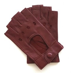 Mitaines en Cuir d'Agneau Bordeaux Pilote Non Doublées.
