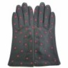 Gants en Cuir d'Agneau Noir Rouge Coccinelle Doublés Soie.