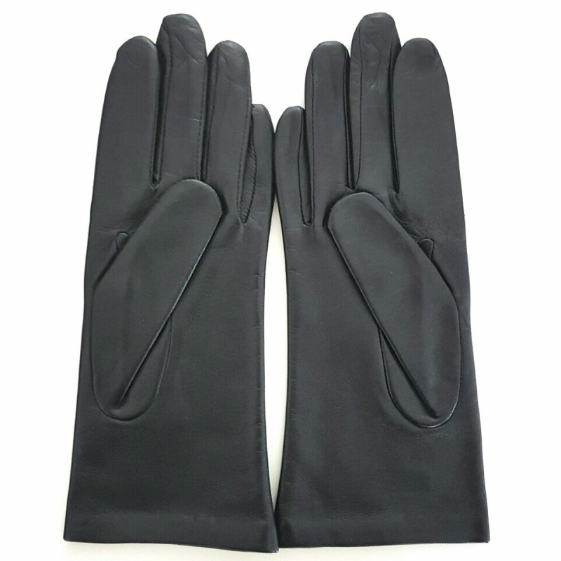 Gants en Cuir d'Agneau Noir Rouge Coccinelle Doublés Soie.