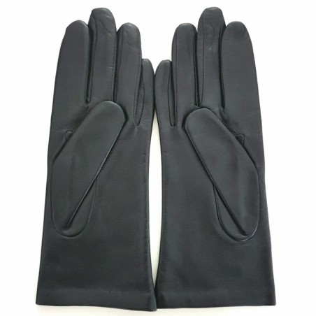 Gants en Cuir d'Agneau Noir Rouge Coccinelle Doublés Soie.