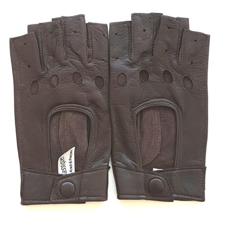 Mitaines en Cuir d'Agneau Marron Pilote Non Doublées.