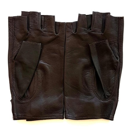 Mitaines en Cuir d'Agneau Marron Pilote Non Doublées.