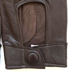 Mitaines en Cuir d'Agneau Marron Pilote Non Doublées.