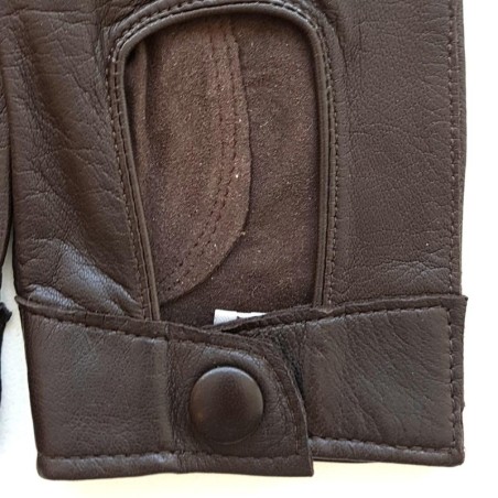 Mitaines en Cuir d'Agneau Marron Pilote Non Doublées.
