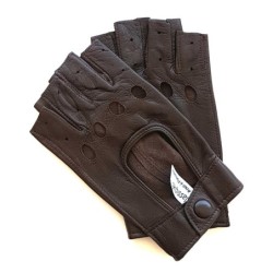 Mitaines en Cuir d'Agneau Marron Pilote Non Doublées.