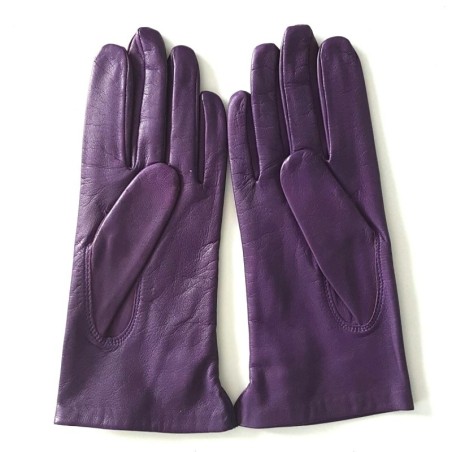 Gants en Cuir d'Agneau Violets Clémentine Doublés Soie.