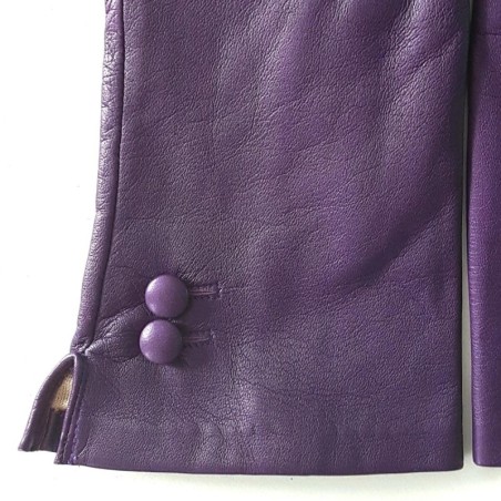 Gants en Cuir d'Agneau Violets Clémentine Doublés Soie.