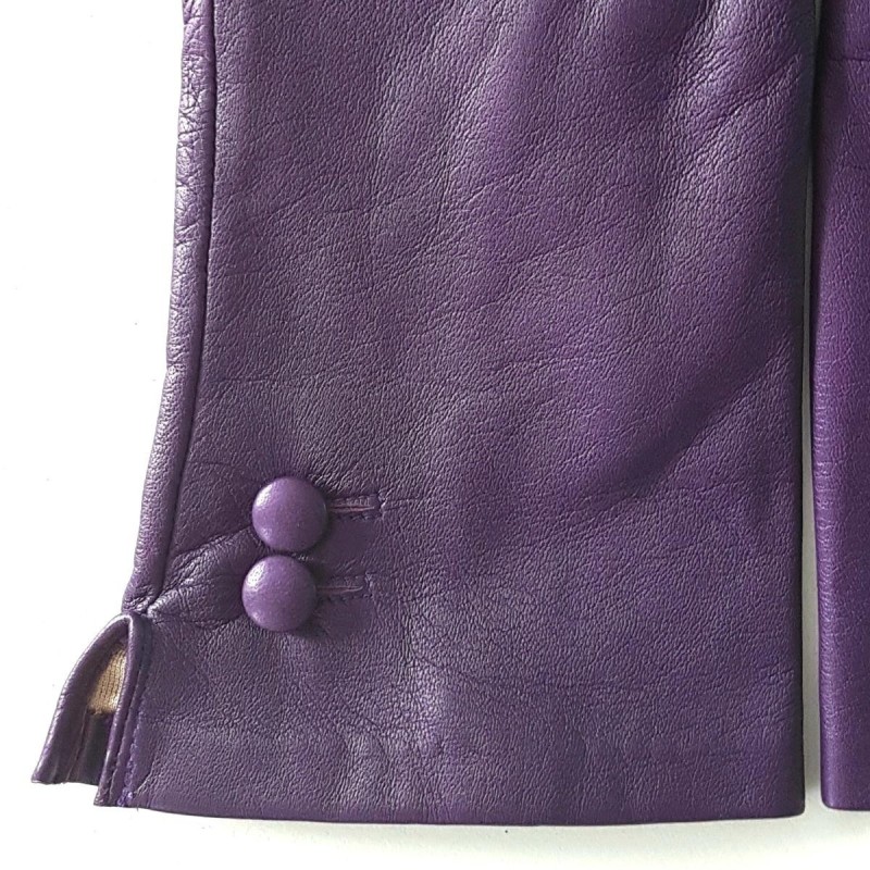 Gants en Cuir d'Agneau Violets Clémentine Doublés Soie.