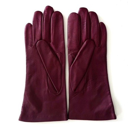Gants en Cuir d'Agneau Cassis Fuchsia Coccinelle Doublés Soie.