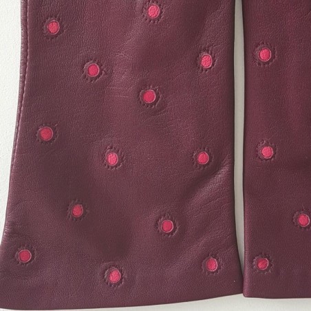 Gants en Cuir d'Agneau Cassis Fuchsia Coccinelle Doublés Soie.