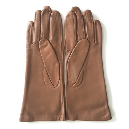 Gants en Cuir d'Agneau Sable Athéna Doublés Soie.