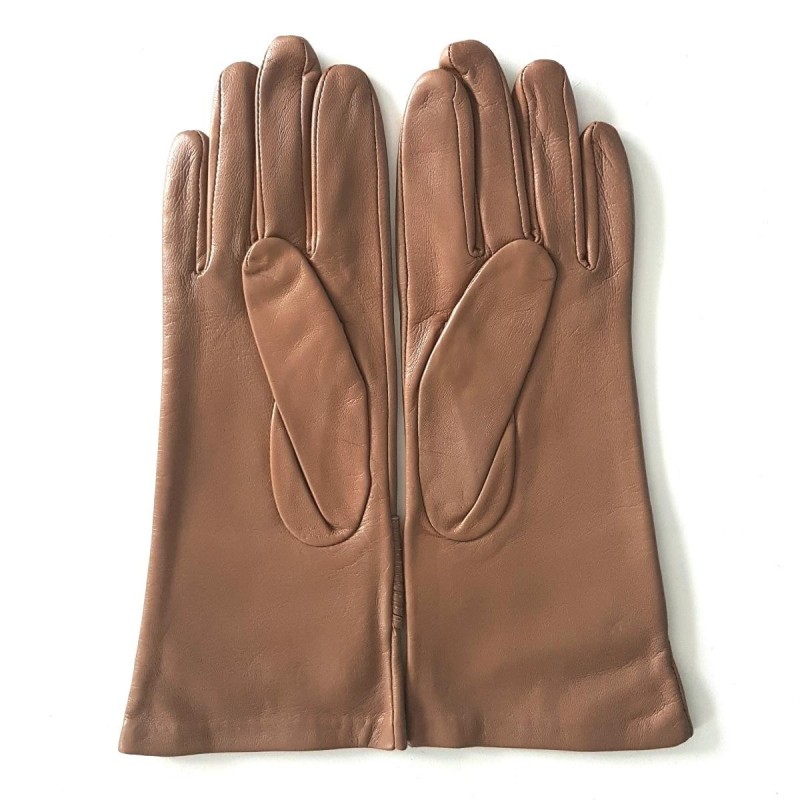 Gants en Cuir d'Agneau Sable Athéna Doublés Soie.