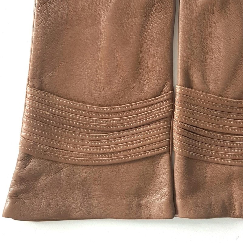 Gants en Cuir d'Agneau Sable Athéna Doublés Soie.