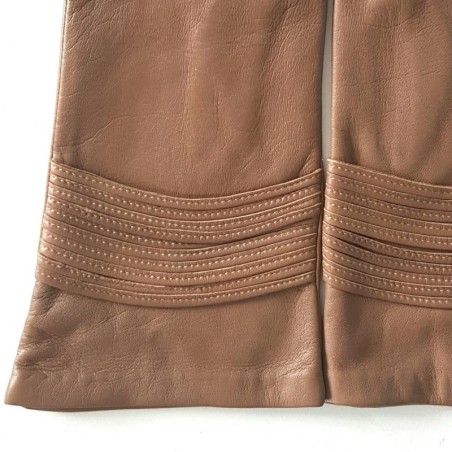 Gants en Cuir d'Agneau Sable Athéna Doublés Soie.