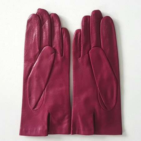 Gants en Cuir d'Agneau Hot Pink Cassis Charcoal Dhalia Doublés soie.