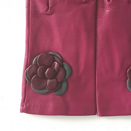 Gants en Cuir d'Agneau Hot Pink Cassis Charcoal Dhalia Doublés soie.