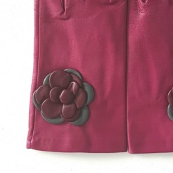 Gants en Cuir d'Agneau Hot Pink Cassis Charcoal Dhalia Doublés soie.