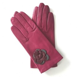Gants en Cuir d'Agneau Hot Pink Cassis Charcoal Dhalia Doublés soie.