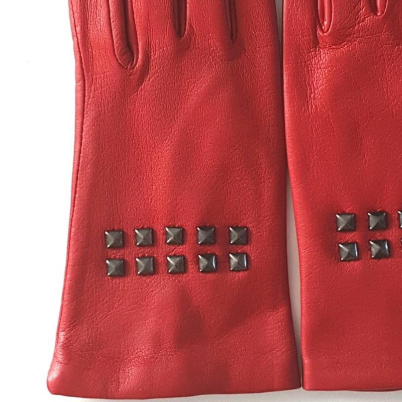 Gants en Cuir d'Agneau Rouge Smith Doublés Soie.