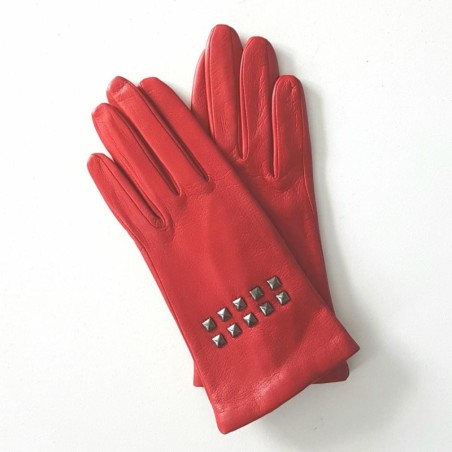 Gants en Cuir d'Agneau Rouge Smith Doublés Soie.