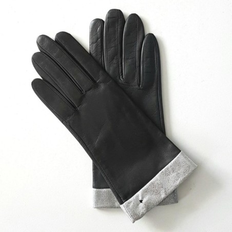 Gants en Cuir d'Agneau Gris Argent Stella Doublés Soie.