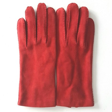 Gants en Cuir de Chèvre Velours Rouges Capra Doublés soie.