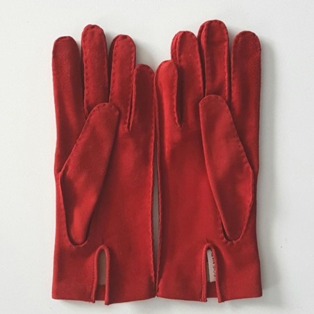 Gants en Cuir de Chèvre Velours Rouges Capra Doublés soie.