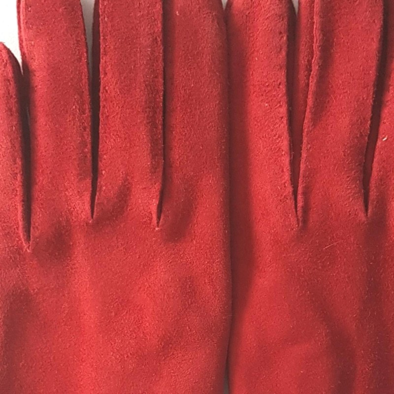 Gants en Cuir de Chèvre Velours Rouges Capra Doublés soie.