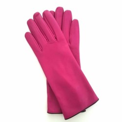 Gants en Cuir d'Agneau Hot Pink Noir Gris Jacinthe Doublés Soie
