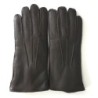 Gants en Cuir de Cerf  Marron Serge Doublure Agneau Lainé.