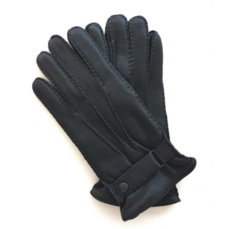 Gants en Cuir de Cerf Noirs Thadeï Doublure Cachemire.