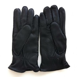 Gants en Cuir de Cerf Noirs Thadeï Doublure Cachemire.