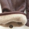 Gants en Cuir de Cerf Chocolat Thadeï Doublure Cachemire.