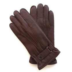 Gants en Cuir de Cerf Chocolat Thadeï Doublure Cachemire.