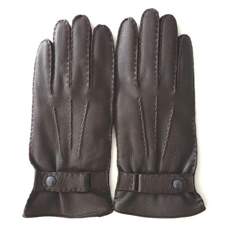 Gants en Cuir de Cerf Marrons Thadeï Doublure Cachemire.