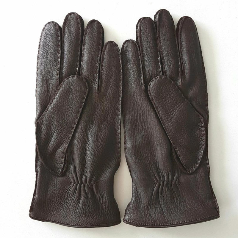 Gants en Cuir de Cerf Marrons Thadeï Doublure Cachemire.
