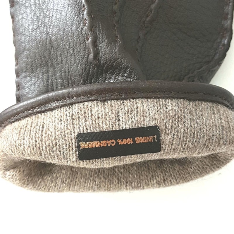 Gants en Cuir de Cerf Marrons Thadeï Doublure Cachemire.