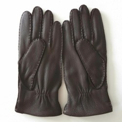 Gants en Cuir de Cerf Marrons Thadeï Doublure Cachemire.