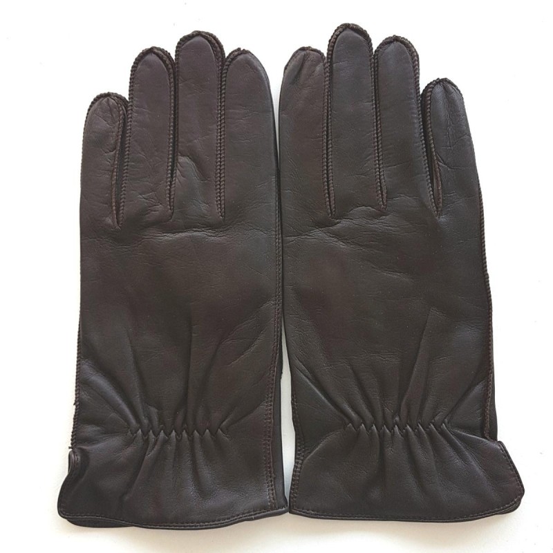 Gants en Cuir d'Agneau Marron Antonin Doublure Cachemire.