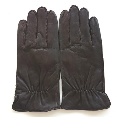 Gants en Cuir d'Agneau Marron Antonin Doublure Soie.