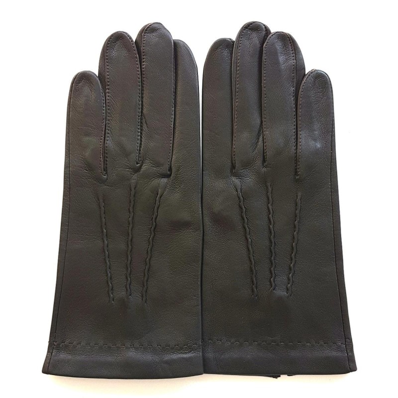 Gants en Cuir d'Agneau Marron Henri Non Doublés.