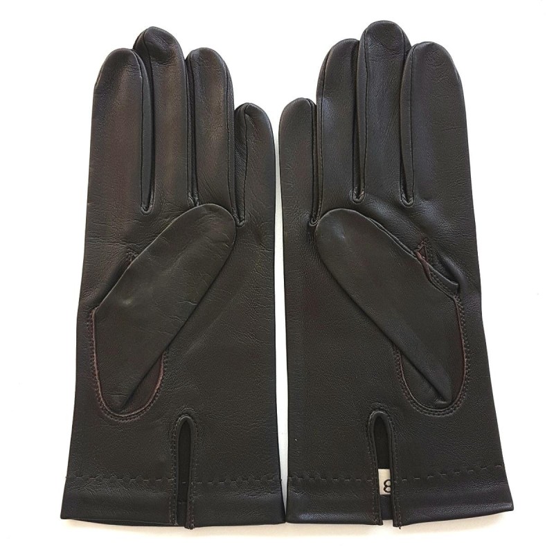 Gants en Cuir d'Agneau Marron Henri Non Doublés.