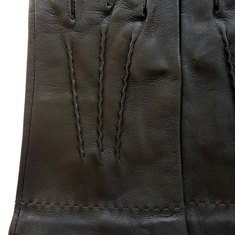 Gants en Cuir d'Agneau Marron Henri Non Doublés.