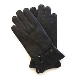 Gants en Cuir d'Agneau Marron Basile Doublure Soie.