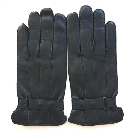 Gants en Cuir d'Agneau Noirs Basile Doublure Cachemire.
